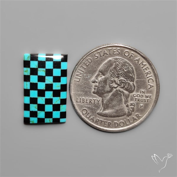 Kingman Turquoise Checker Inlay Black Onyx