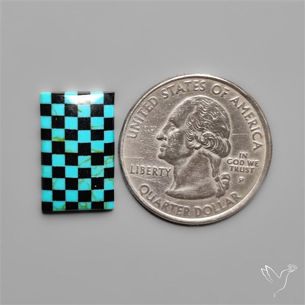 Kingman Turquoise Checker Inlay Black Onyx