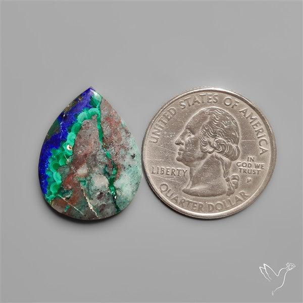 Azurite Malachite with Cuprite Cabochon