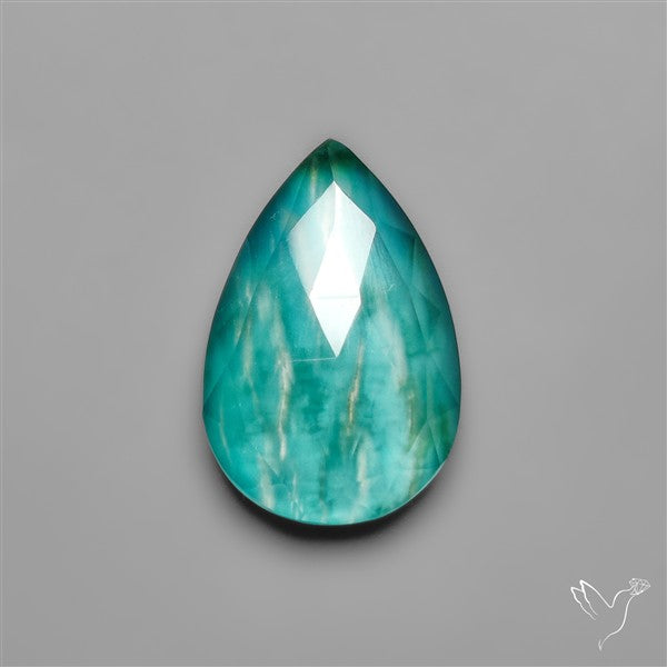 Peruvian Ice Amazonite With Rose Cut Himalayan Quartz Doublet