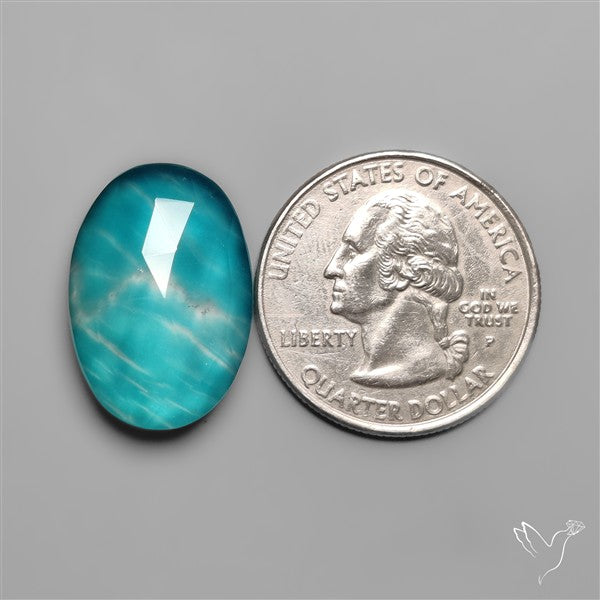 Peruvian Ice Amazonite With Rose Cut Himalayan Quartz Doublet