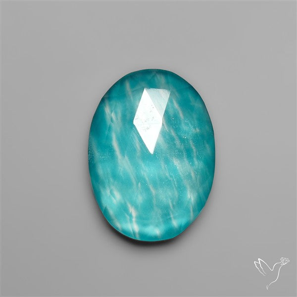 Peruvian Ice Amazonite With Rose Cut Himalayan Quartz Doublet