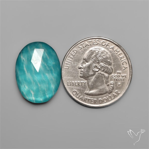 Peruvian Ice Amazonite With Rose Cut Himalayan Quartz Doublet