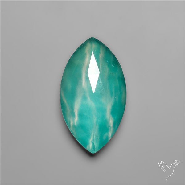 Peruvian Ice Amazonite With Rose Cut Himalayan Quartz Doublet