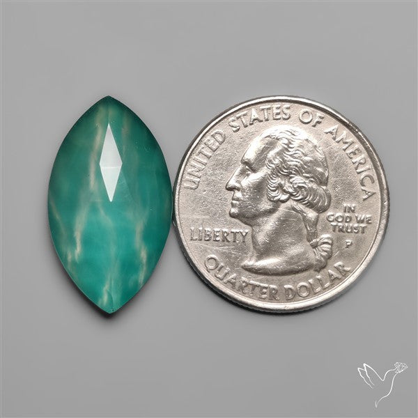 Peruvian Ice Amazonite With Rose Cut Himalayan Quartz Doublet
