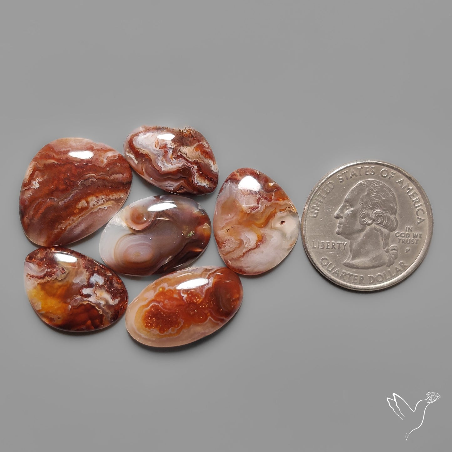 Mexican Fire Agates Cabochons Lot