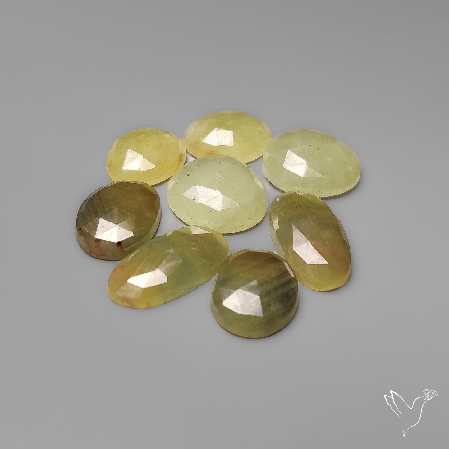 Rose Cut Pastel Green Sapphires Lot