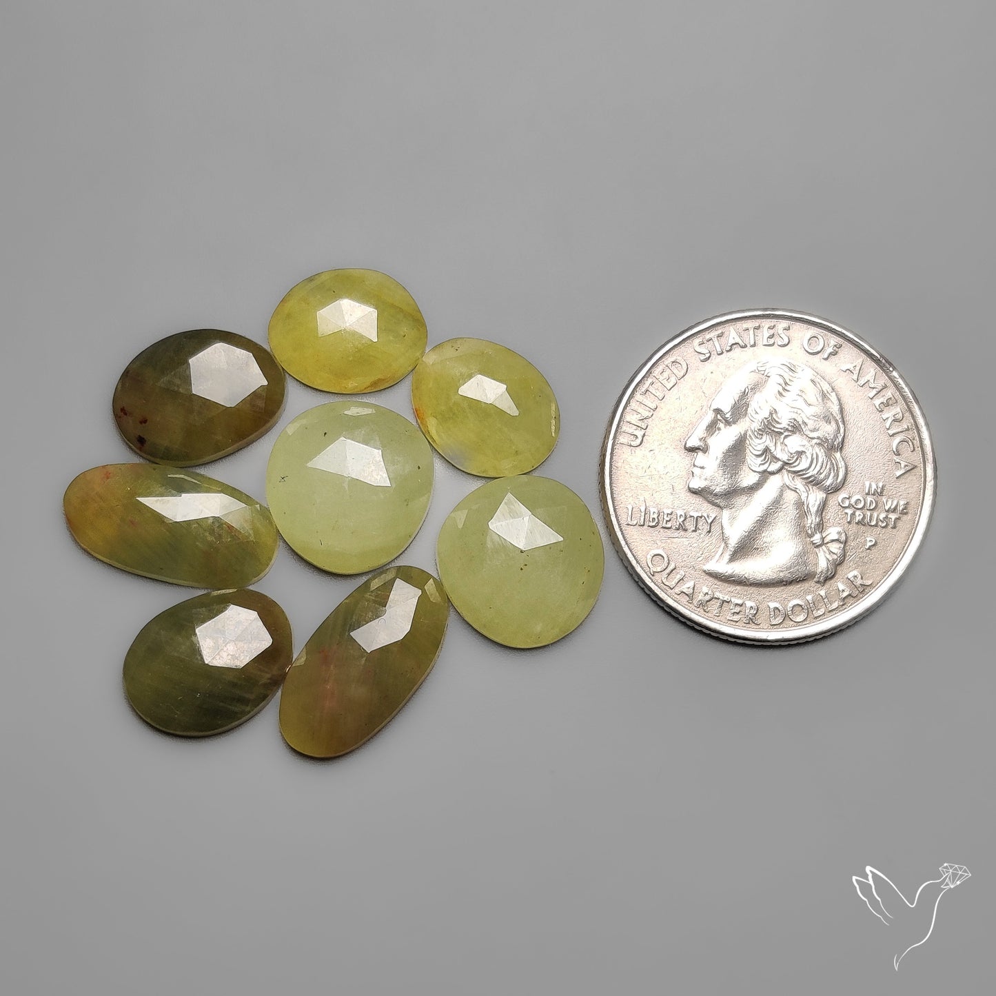 Rose Cut Pastel Green Sapphires Lot