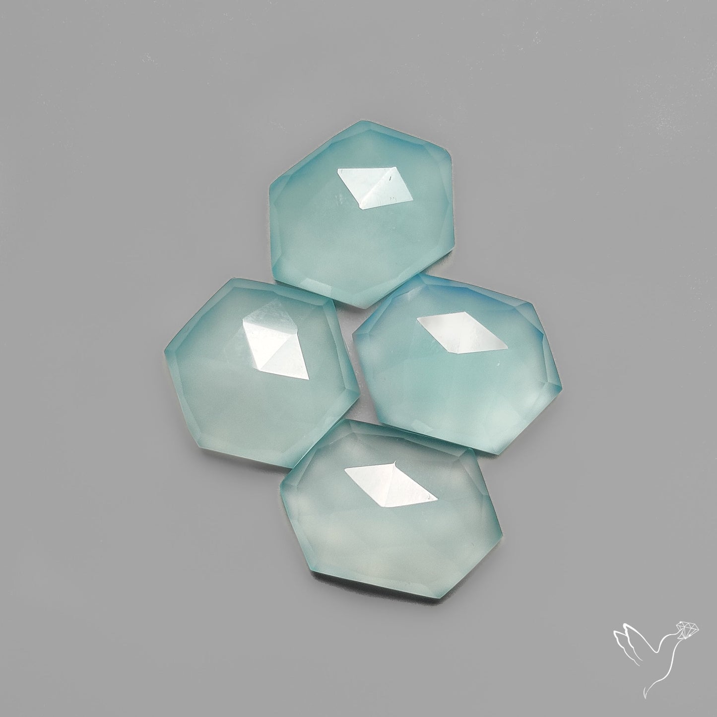 Rose Cut Light Blue Chalcedony Lot
