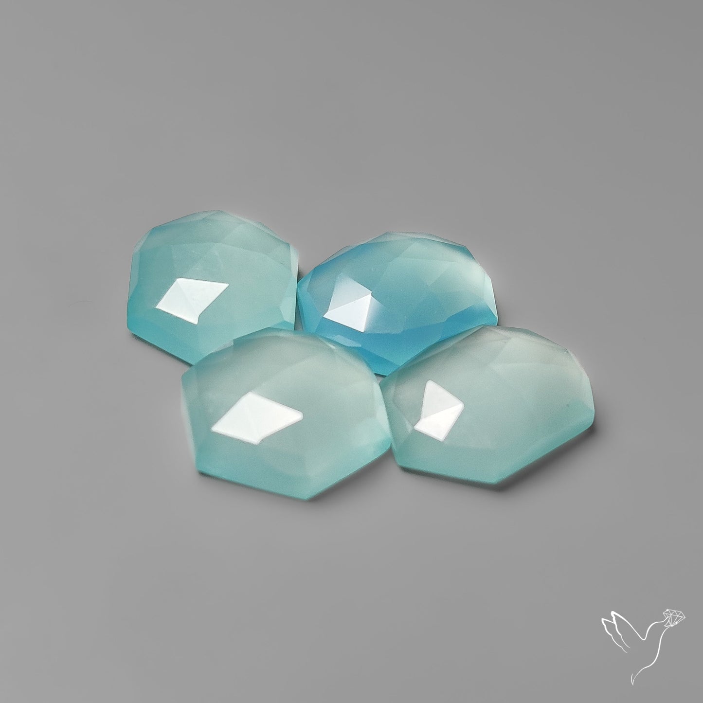 Rose Cut Light Blue Chalcedony Lot