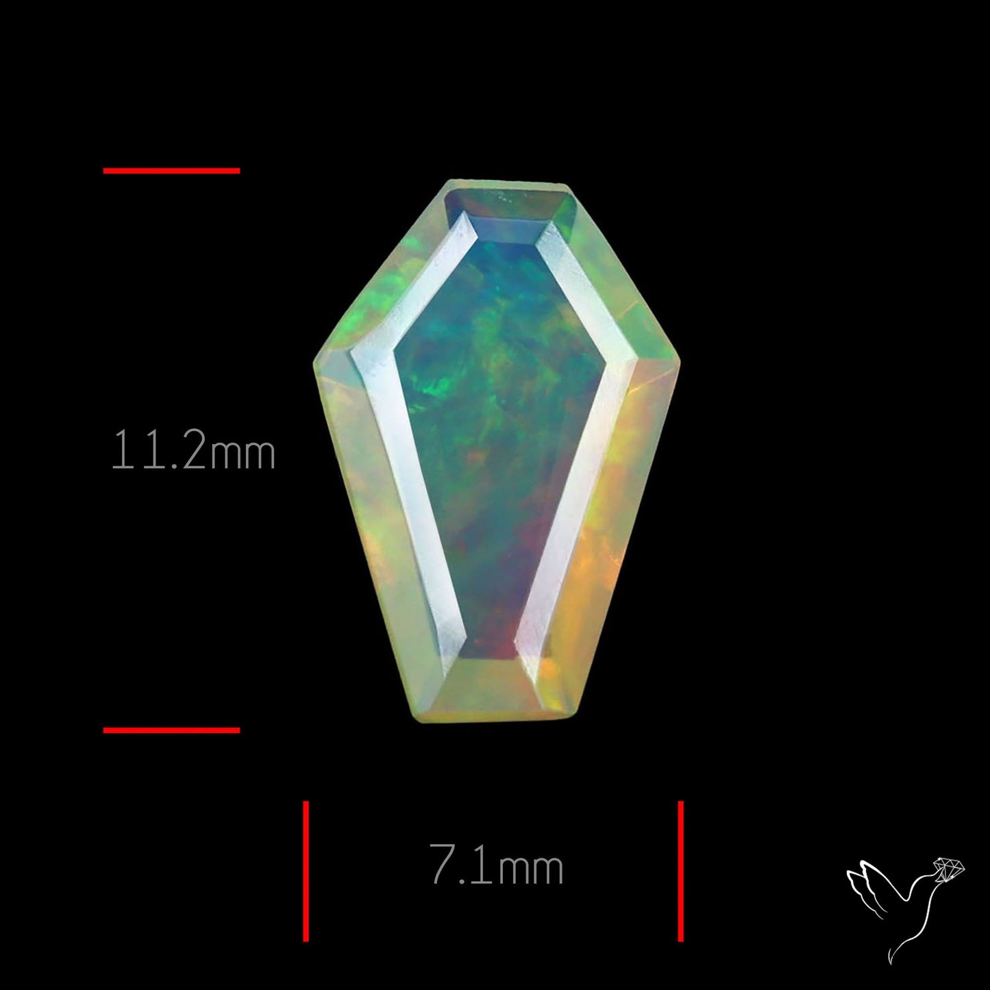 Step Faceted Ethiopian Opal Coffin