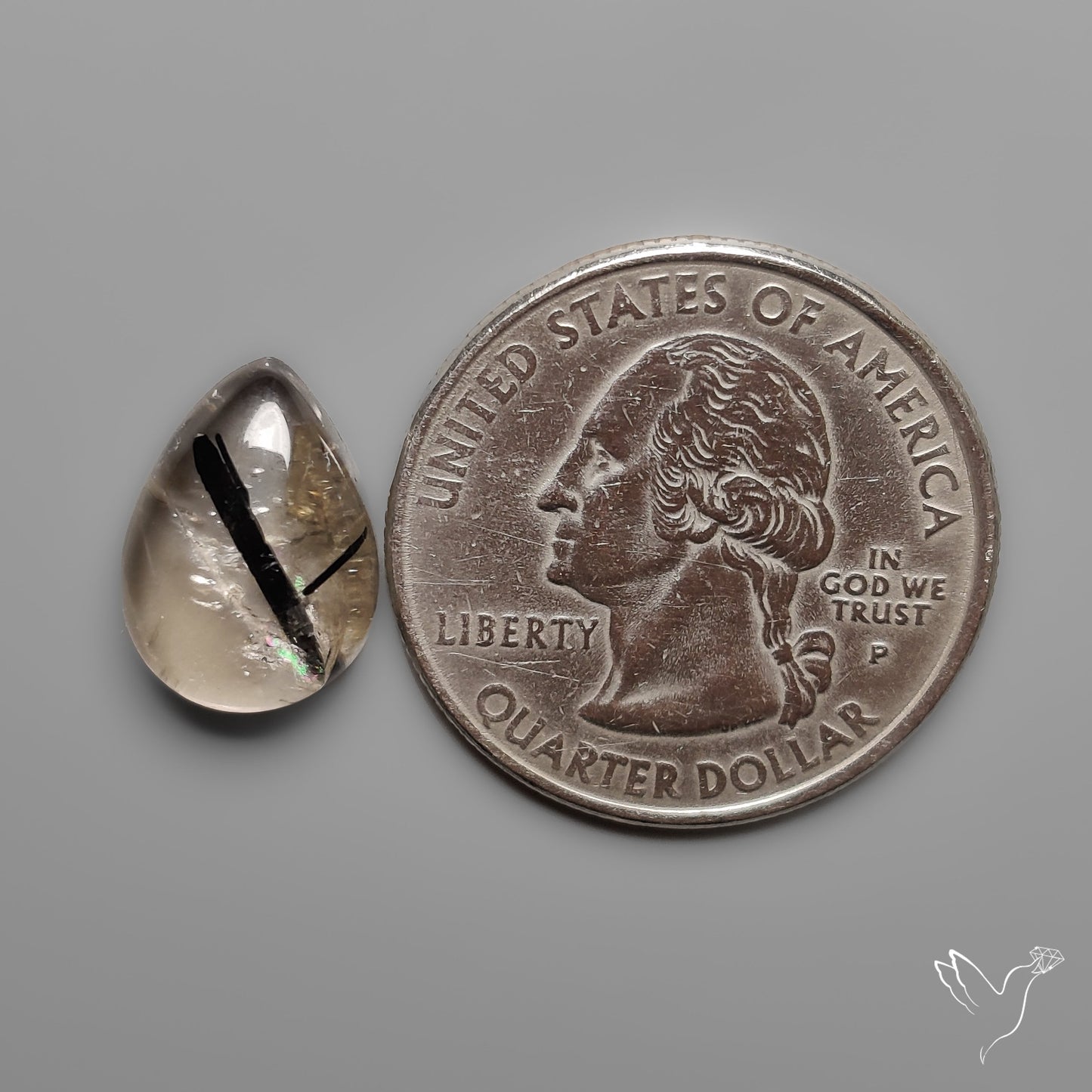 Black Tourmalinated Quartz Cabochon