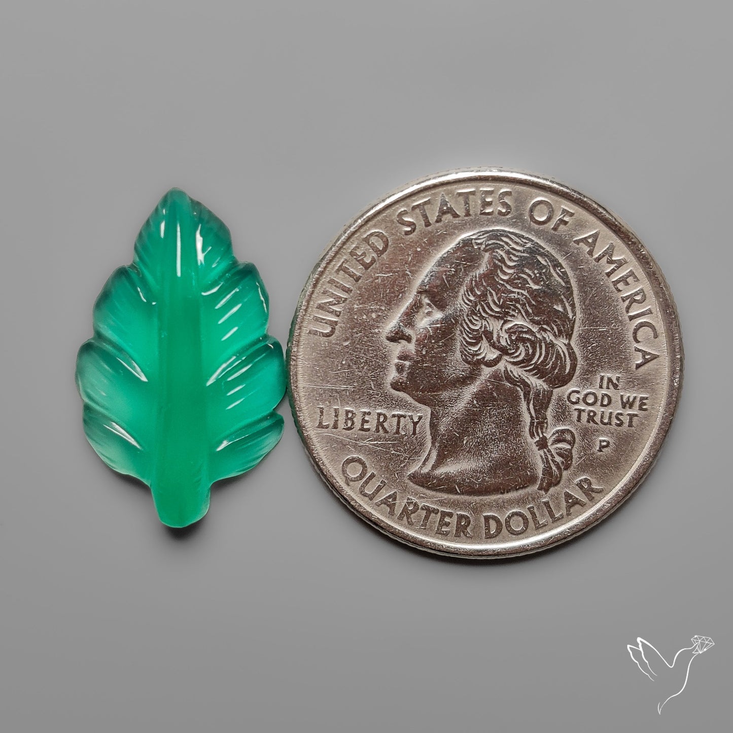 Green Onyx Leaf Carving