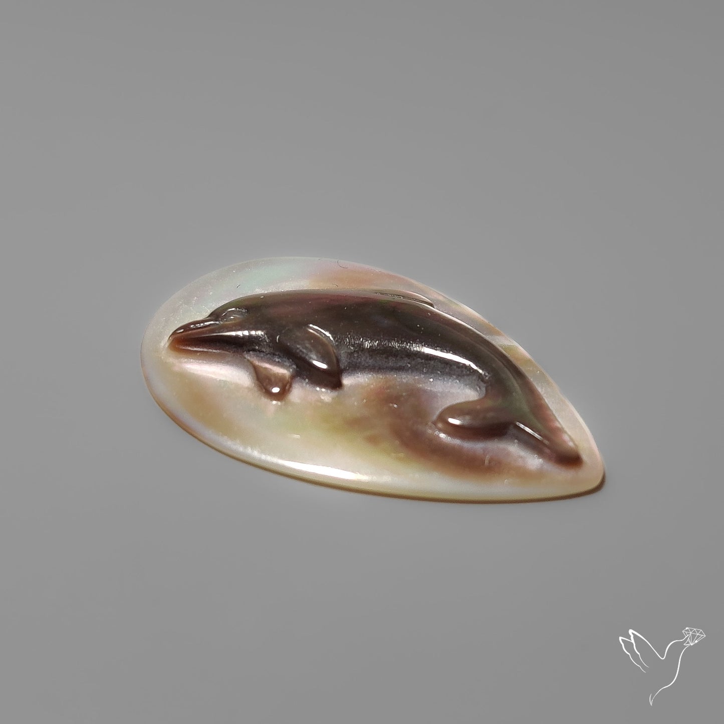 Black Mother Of Pearl Dolphin Carving