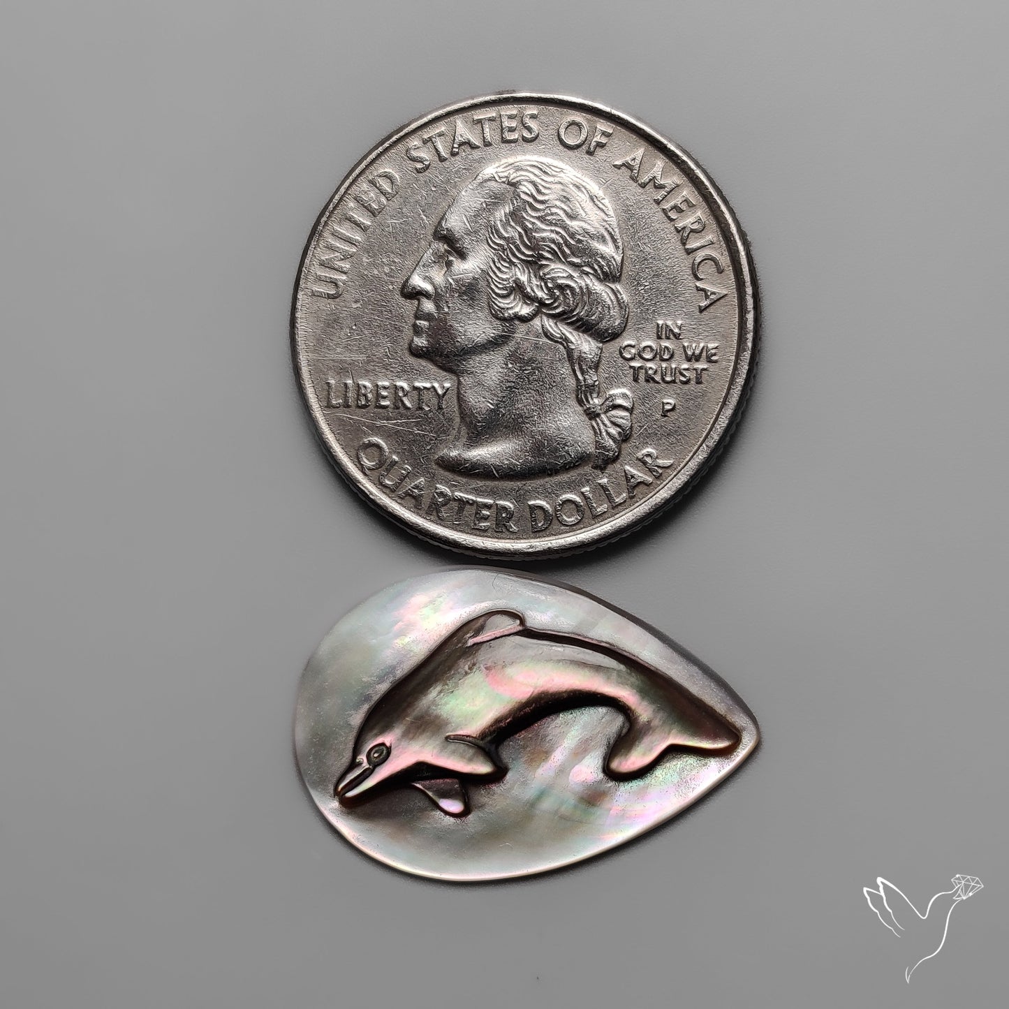 Black Mother Of Pearl Dolphin Carving