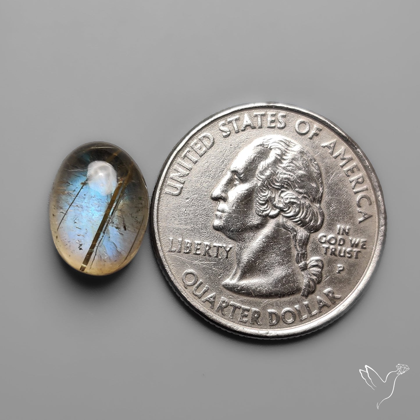 Golden Rutilated Quartz With Labradorite Doublet