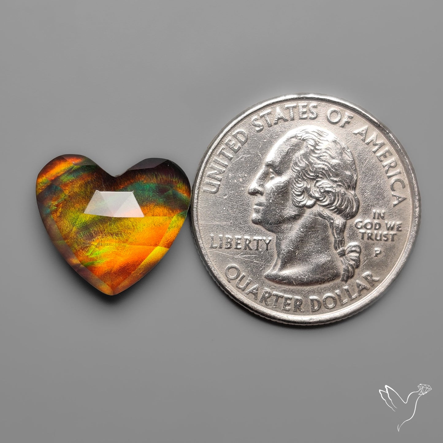 Rose Cut Himalayan Quartz With Aurora Opal Doublet Heart