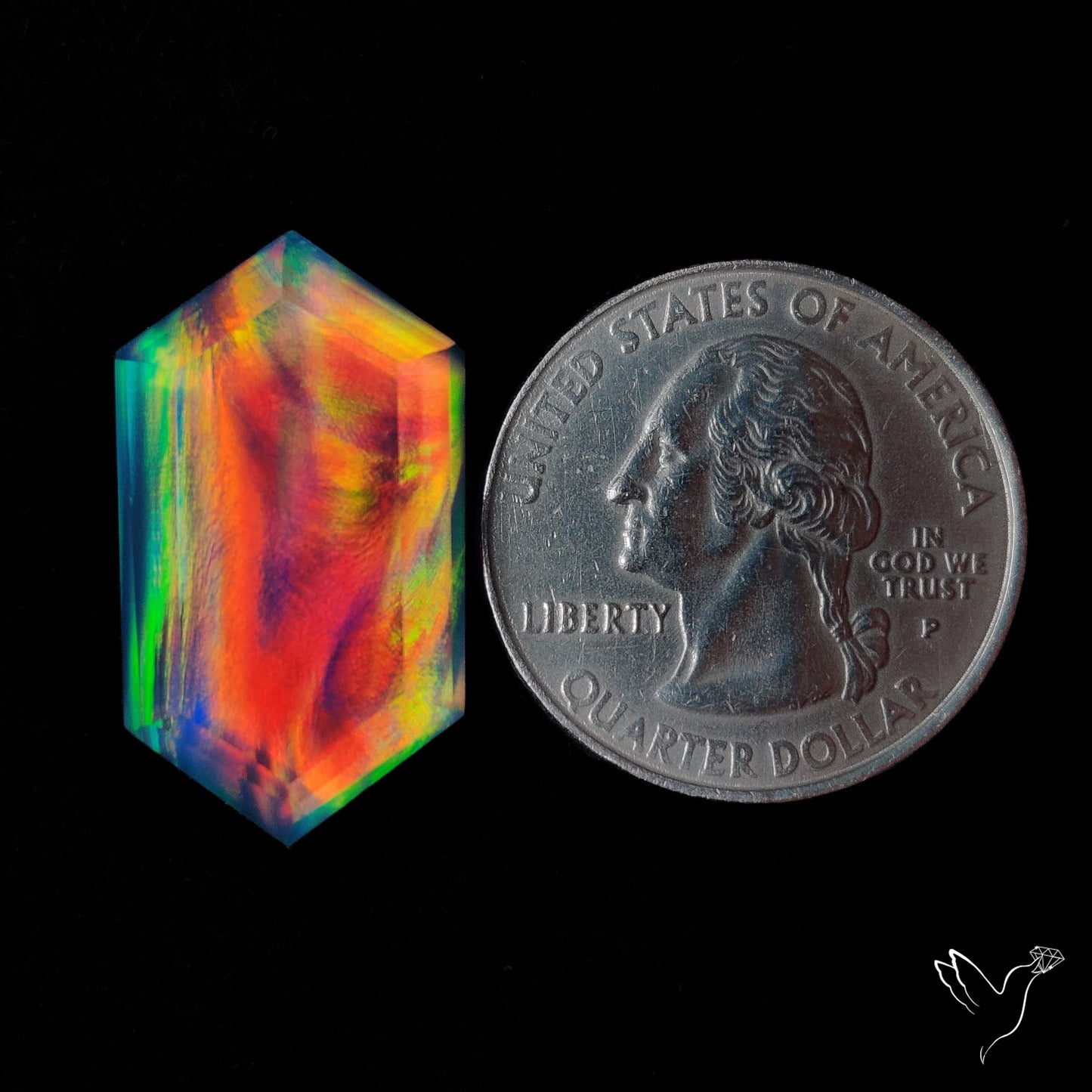 Step Cut Aurora Opal Doublet
