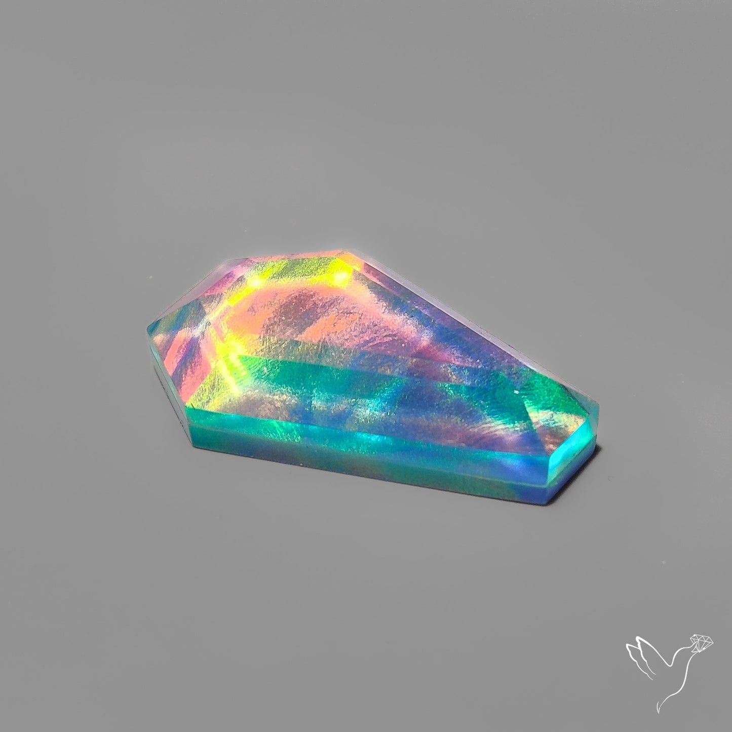 Step Cut Aurora Opal Coffin Doublet