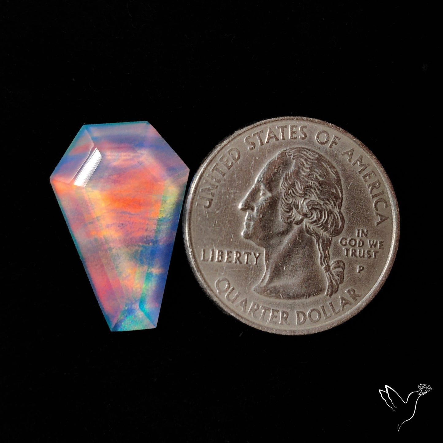 Step Cut Aurora Opal Coffin Doublet