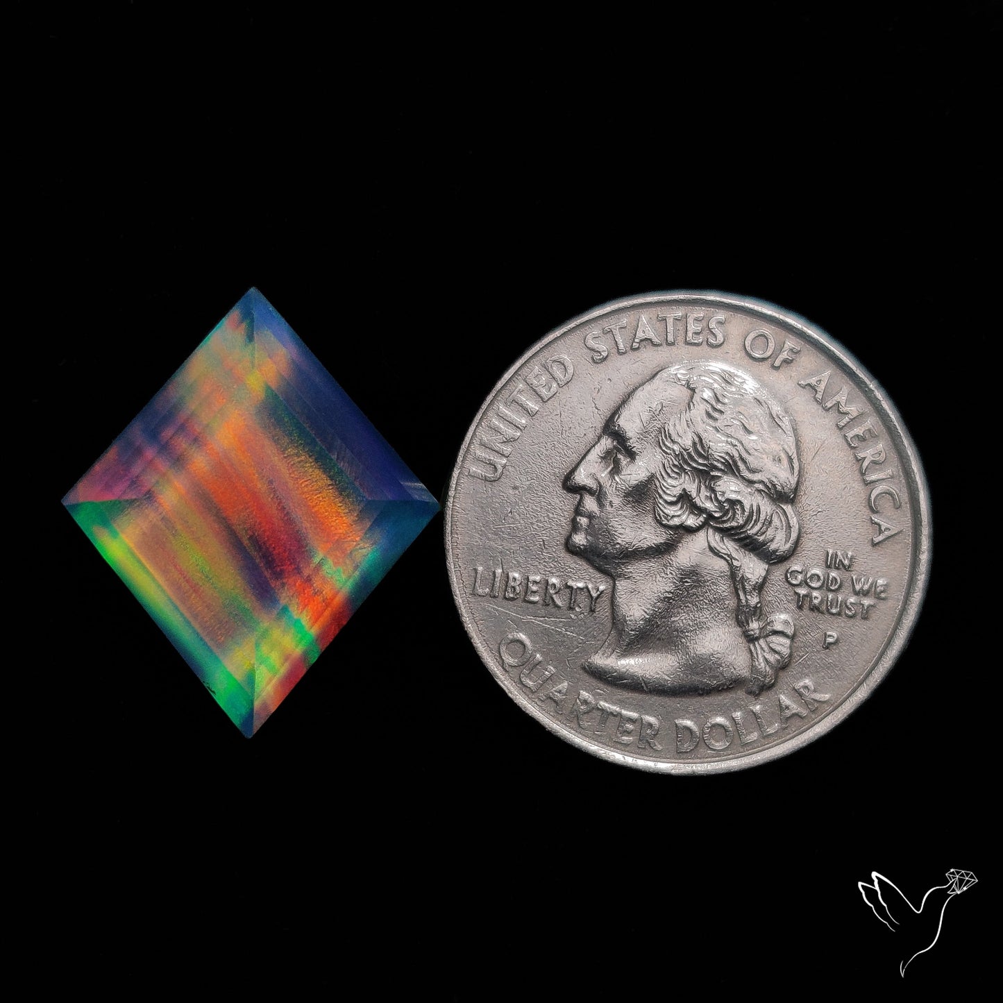 Step Cut Aurora Opal Doublet