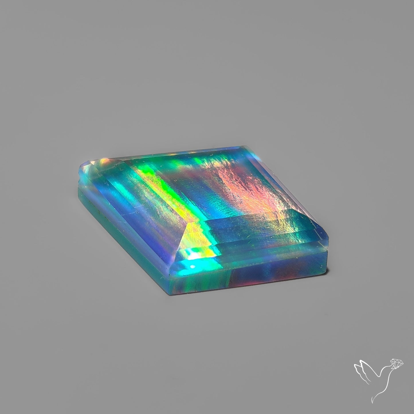 Step Cut Aurora Opal Doublet