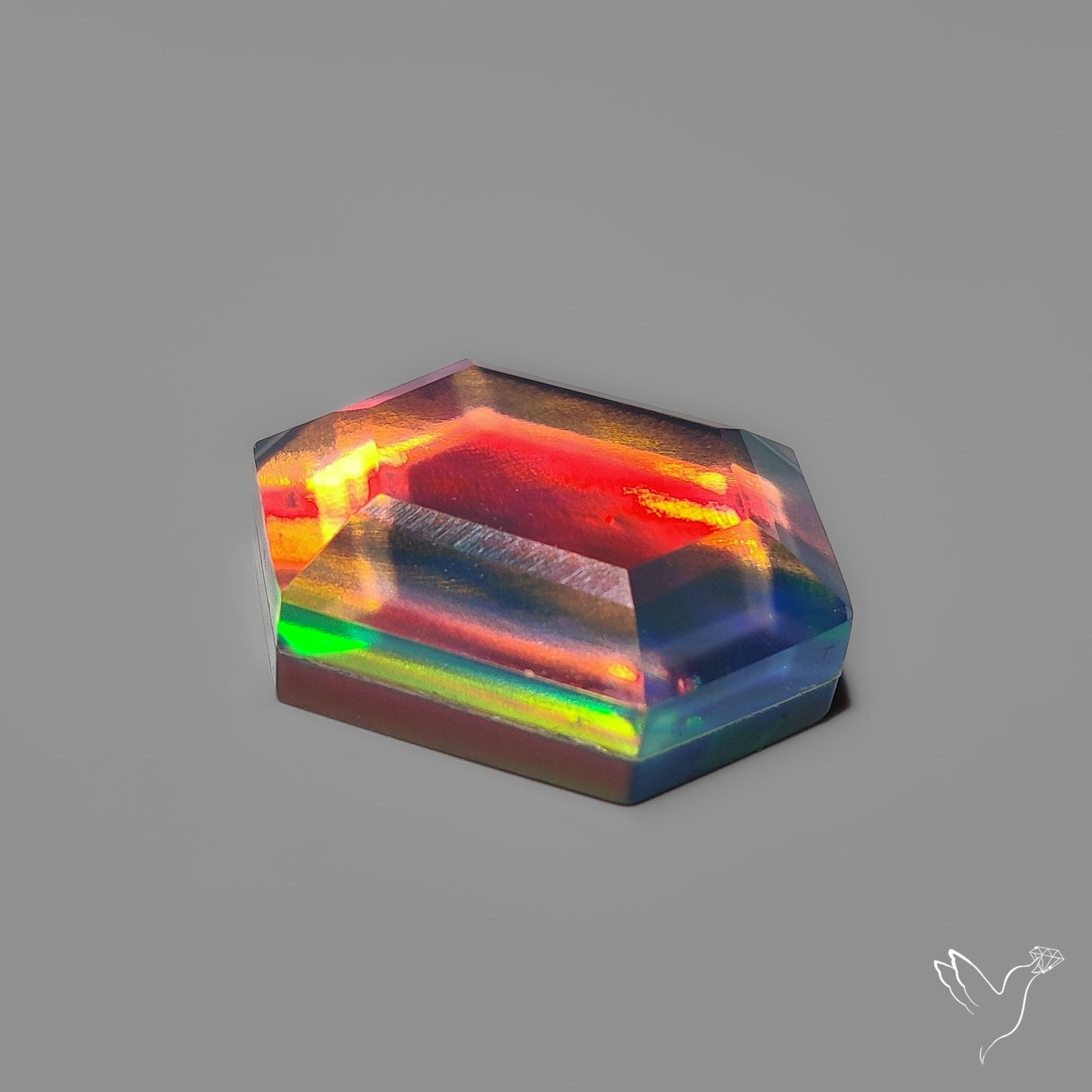 Step Cut Aurora Opal Doublet
