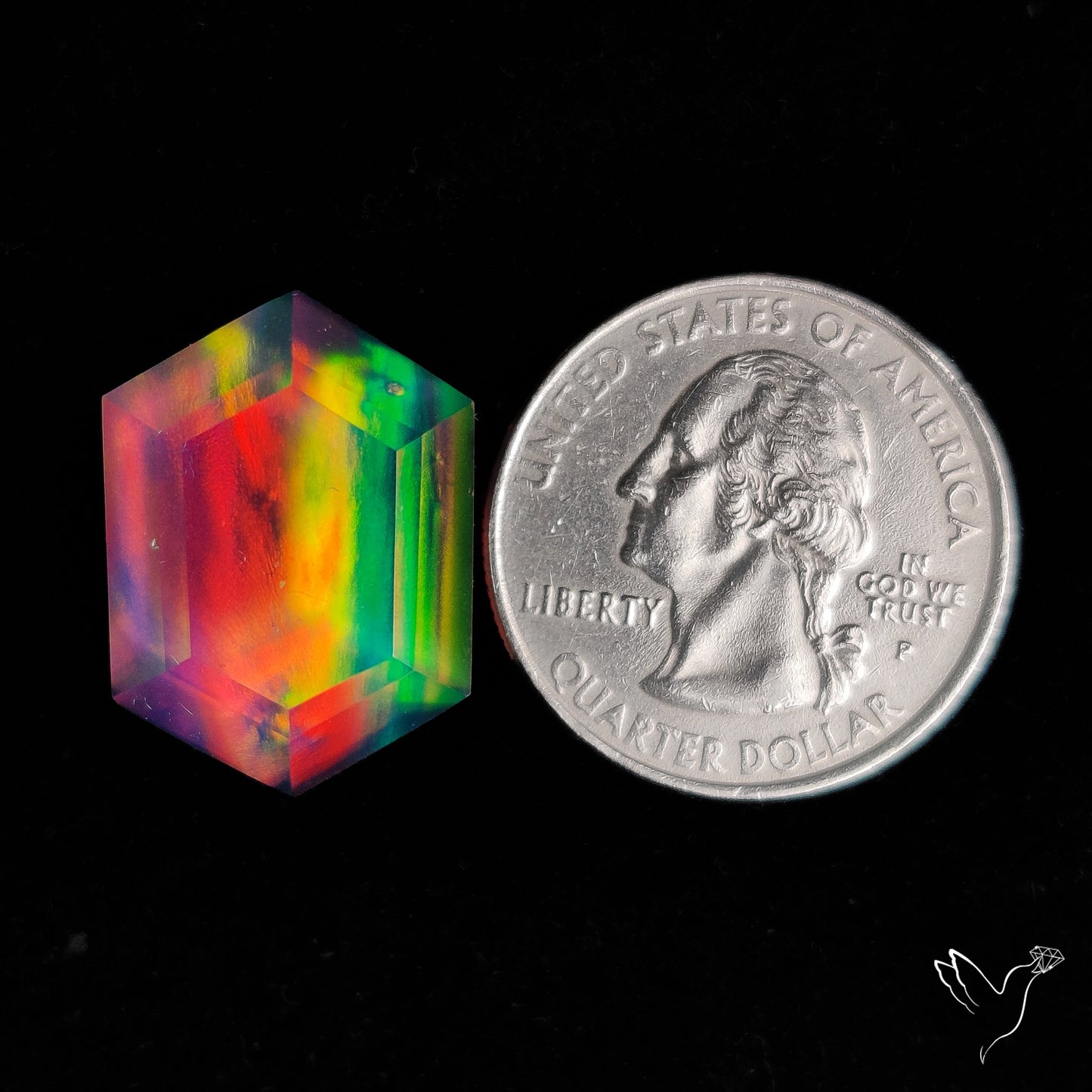 Step Cut Aurora Opal Doublet