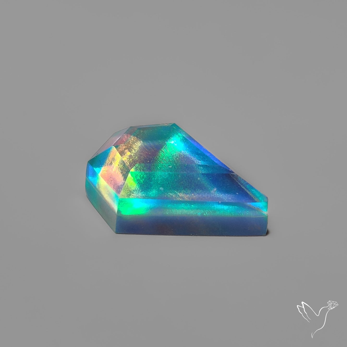 Step Cut Aurora Opal Coffin Doublet