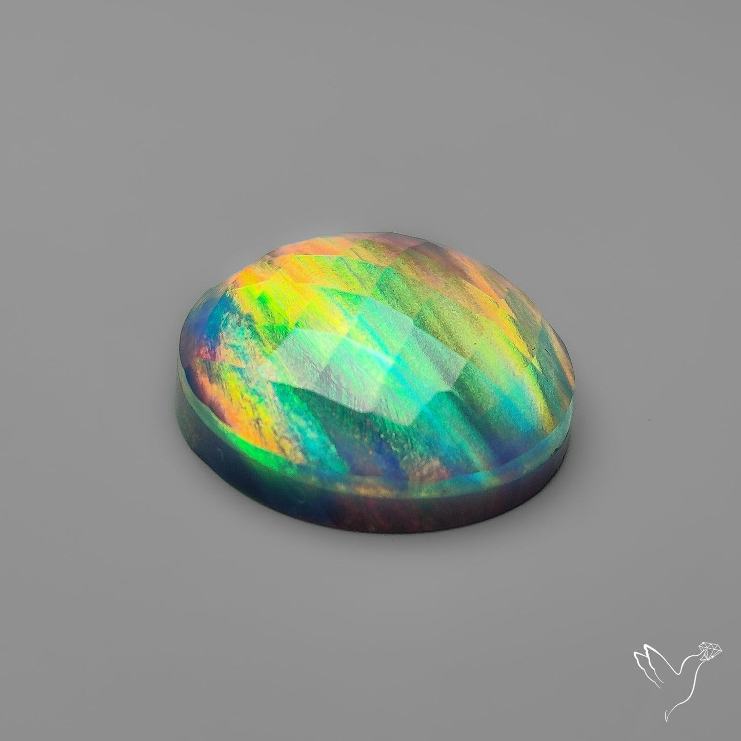 Rose Cut Aurora Opal Doublet