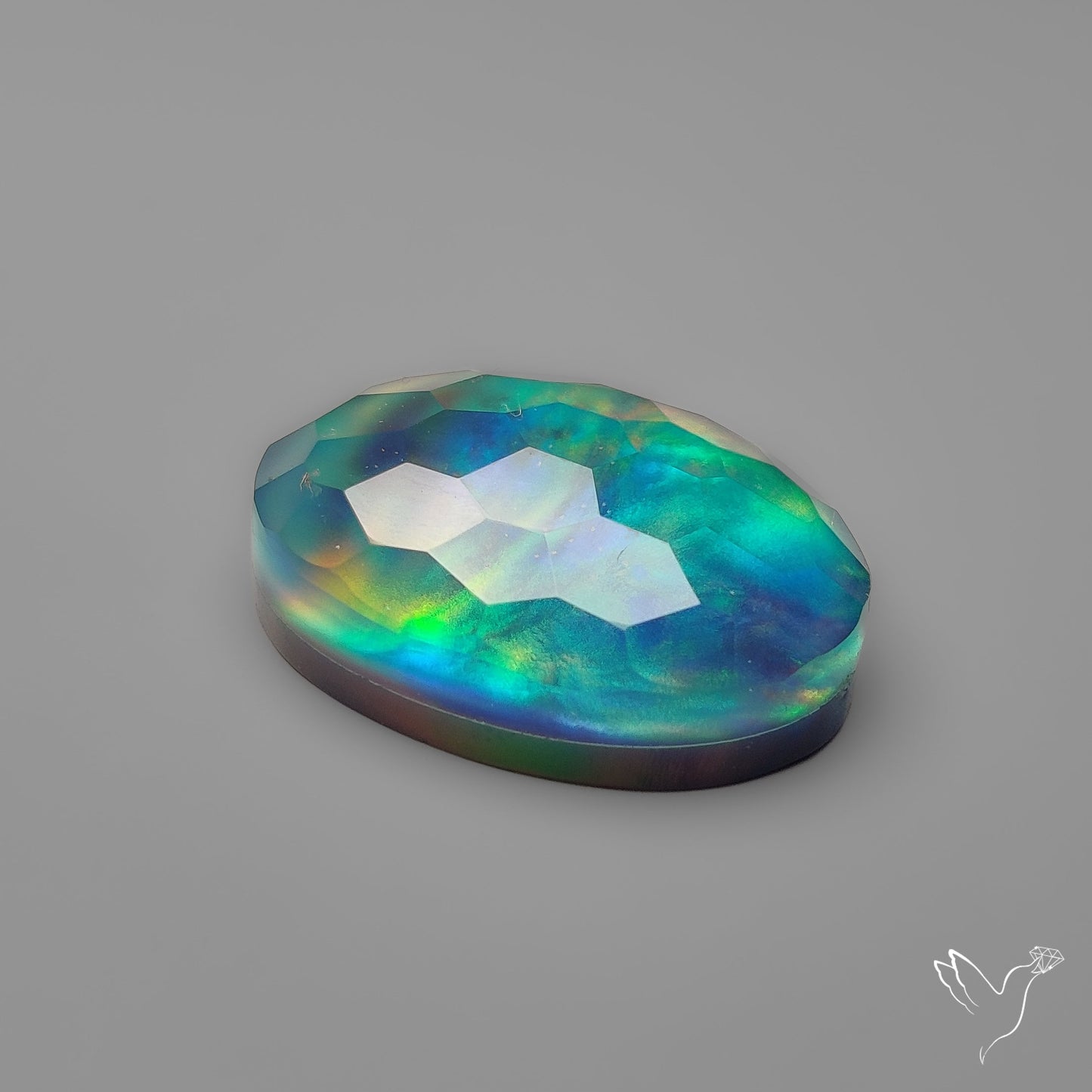 Honeycomb Cut Aurora Opal Doublet