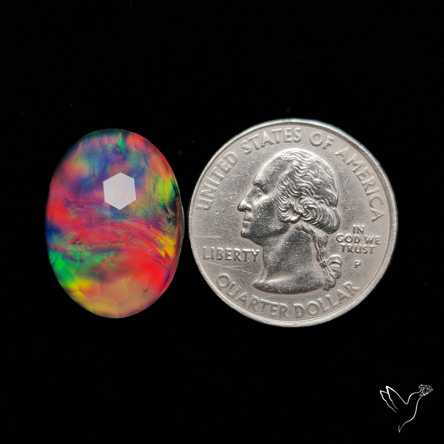 Honeycomb Cut Aurora Opal Doublet