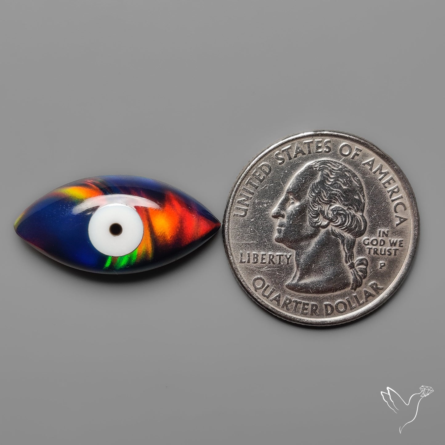 Mother Of Pearl Inlay Aurora Opal Evil Eye Carving