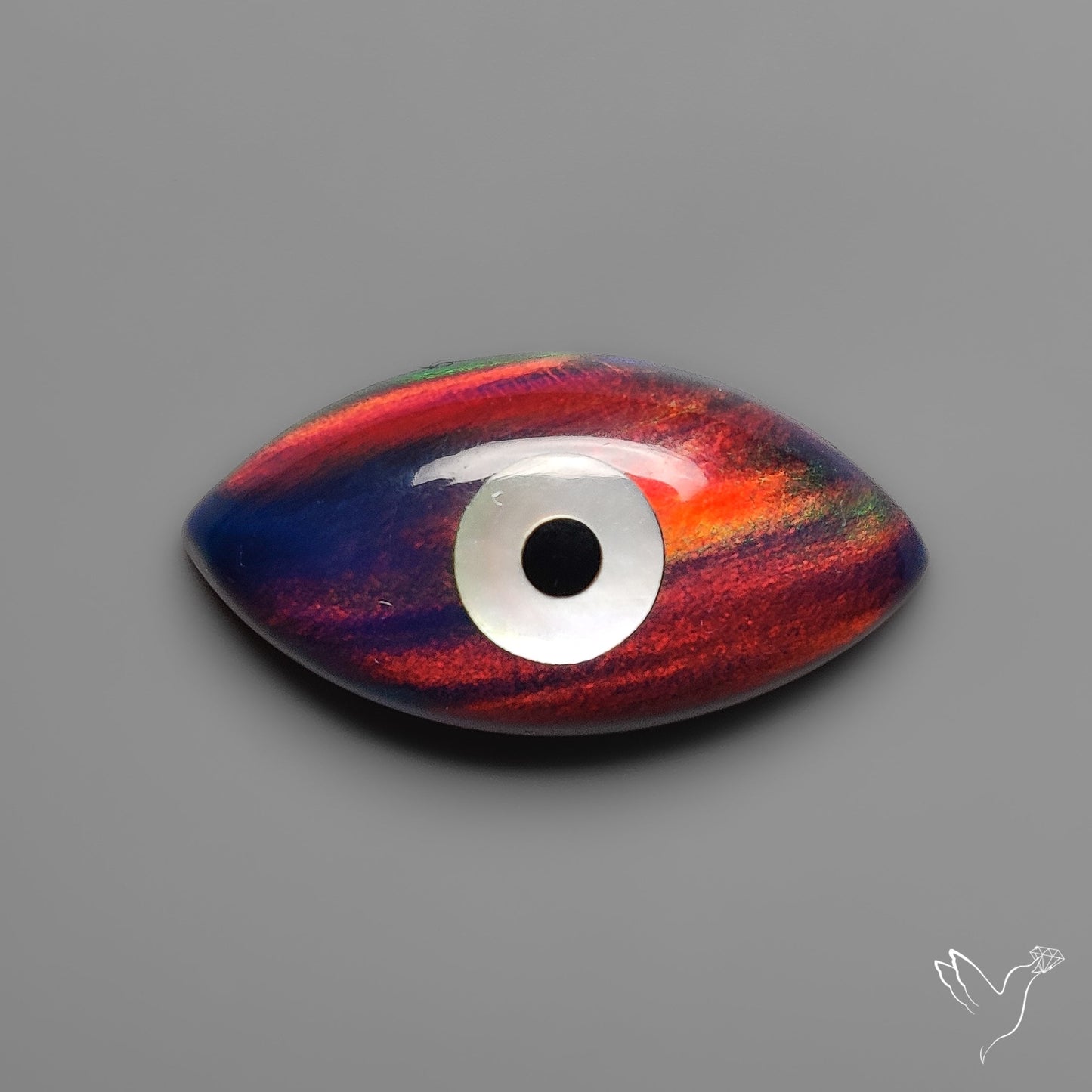 Mother Of Pearl Inlay Aurora Opal Evil Eye Carving