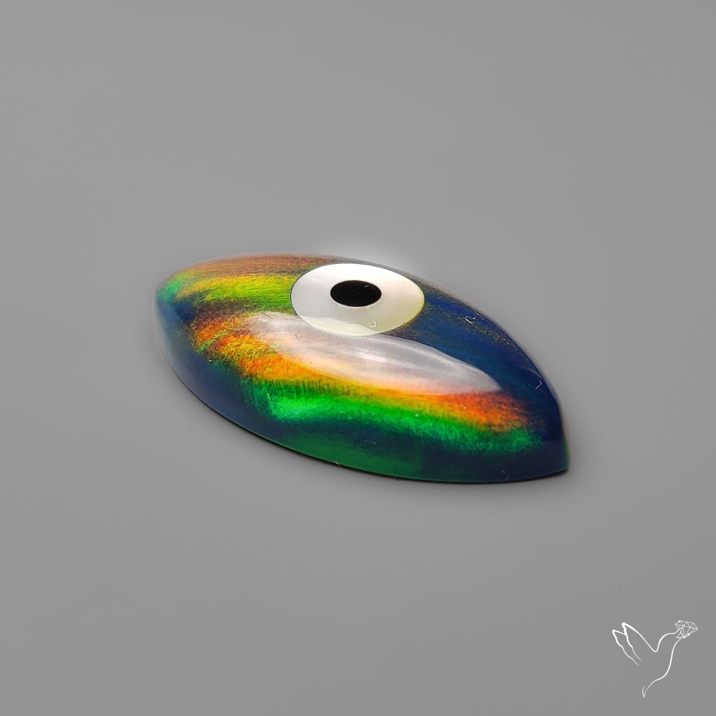 Mother Of Pearl Inlay Aurora Opal Evil Eye Carving