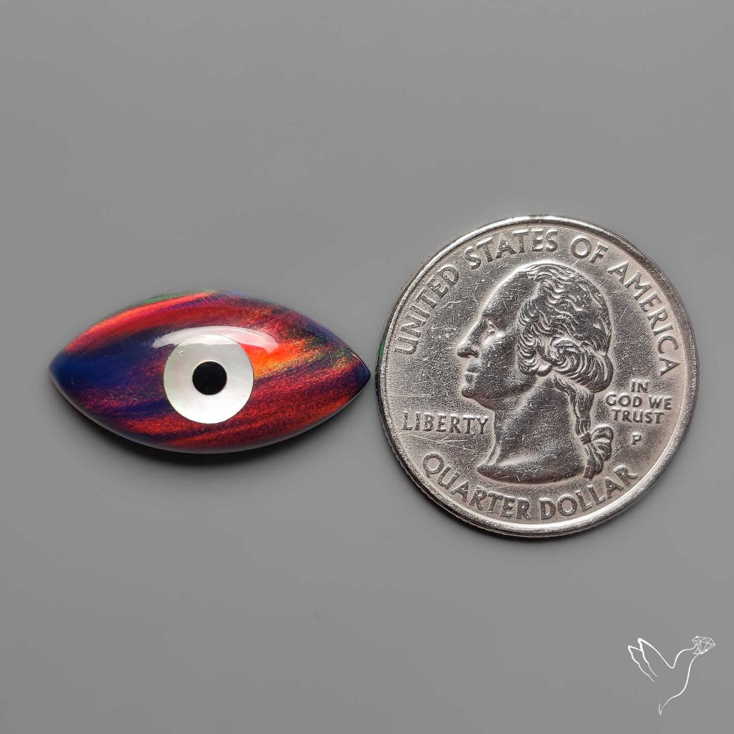 Mother Of Pearl Inlay Aurora Opal Evil Eye Carving