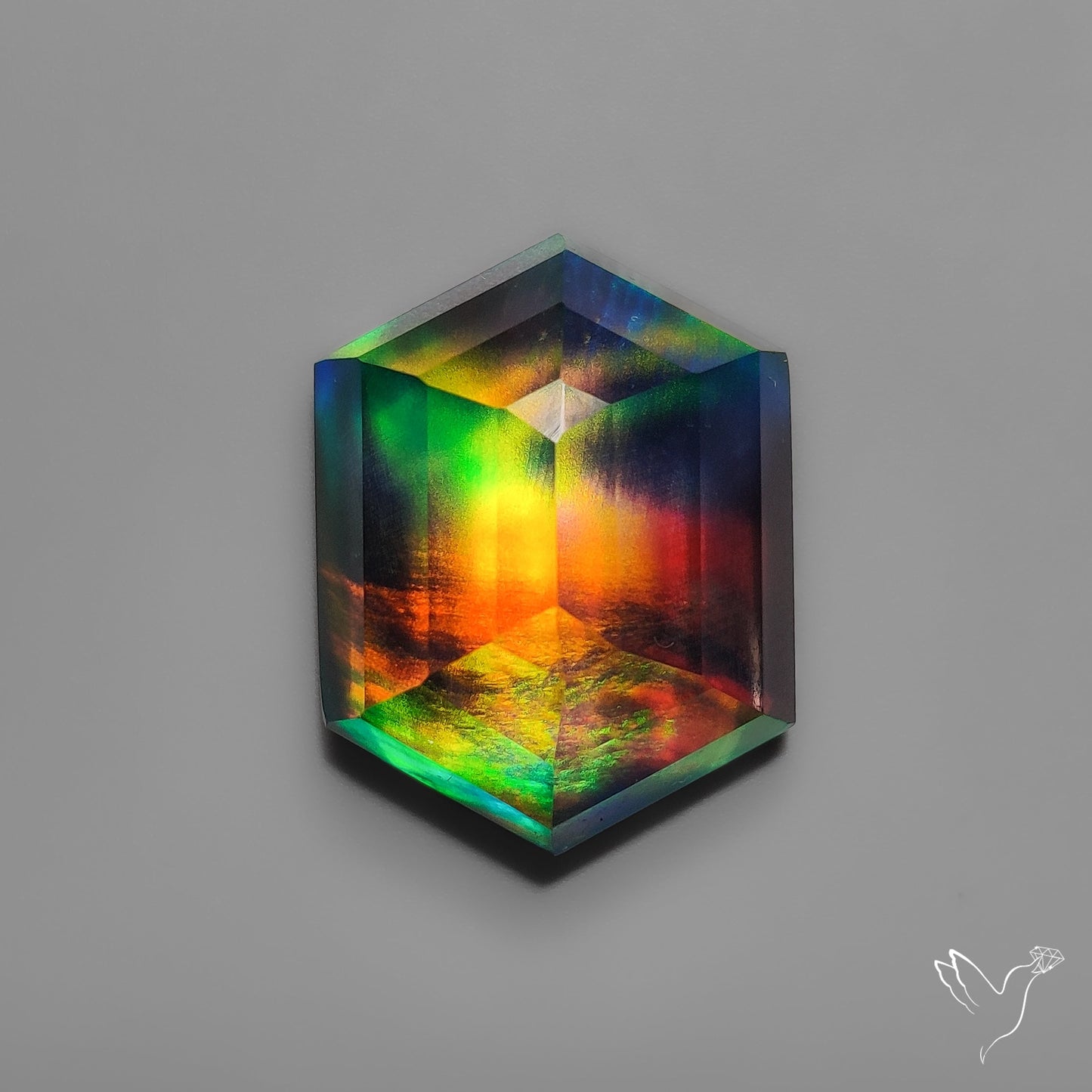 Step Cut Aurora Opal Doublet
