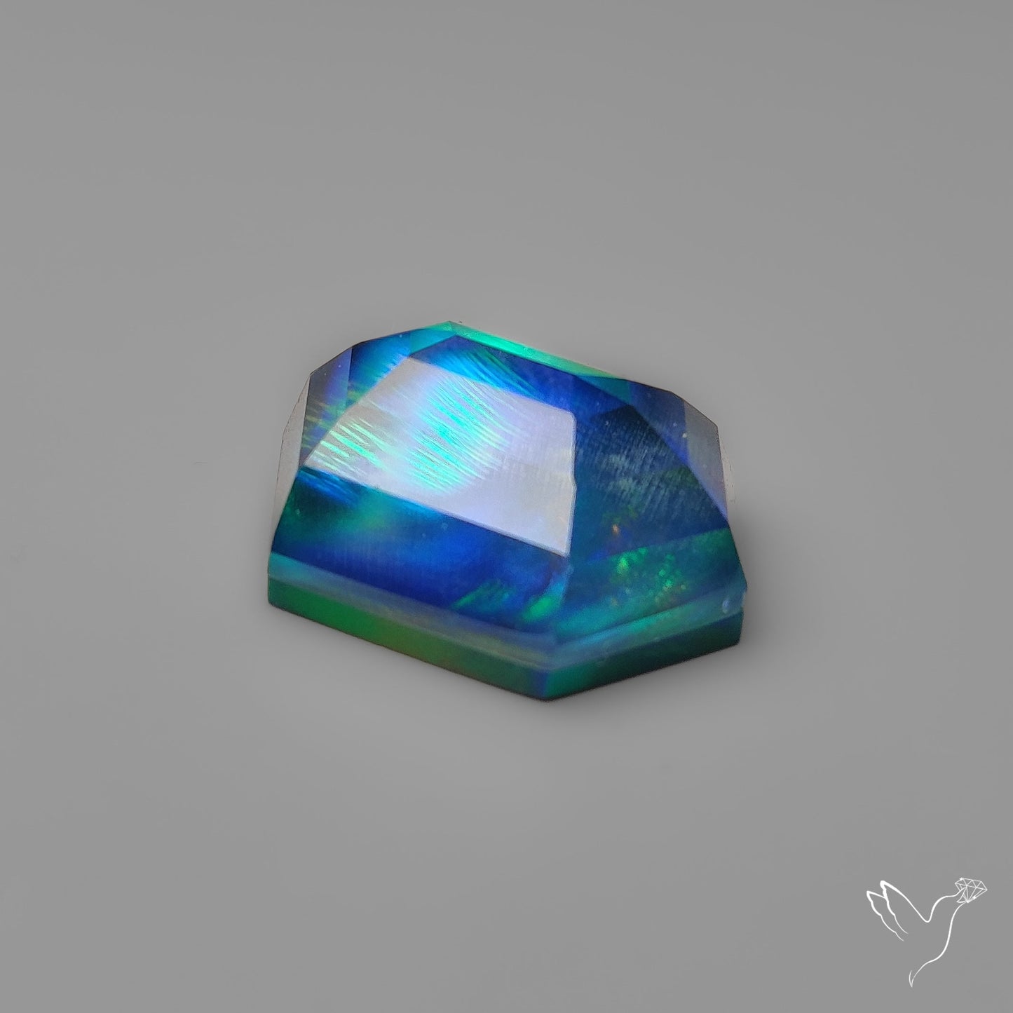 Step Cut Aurora Opal Doublet