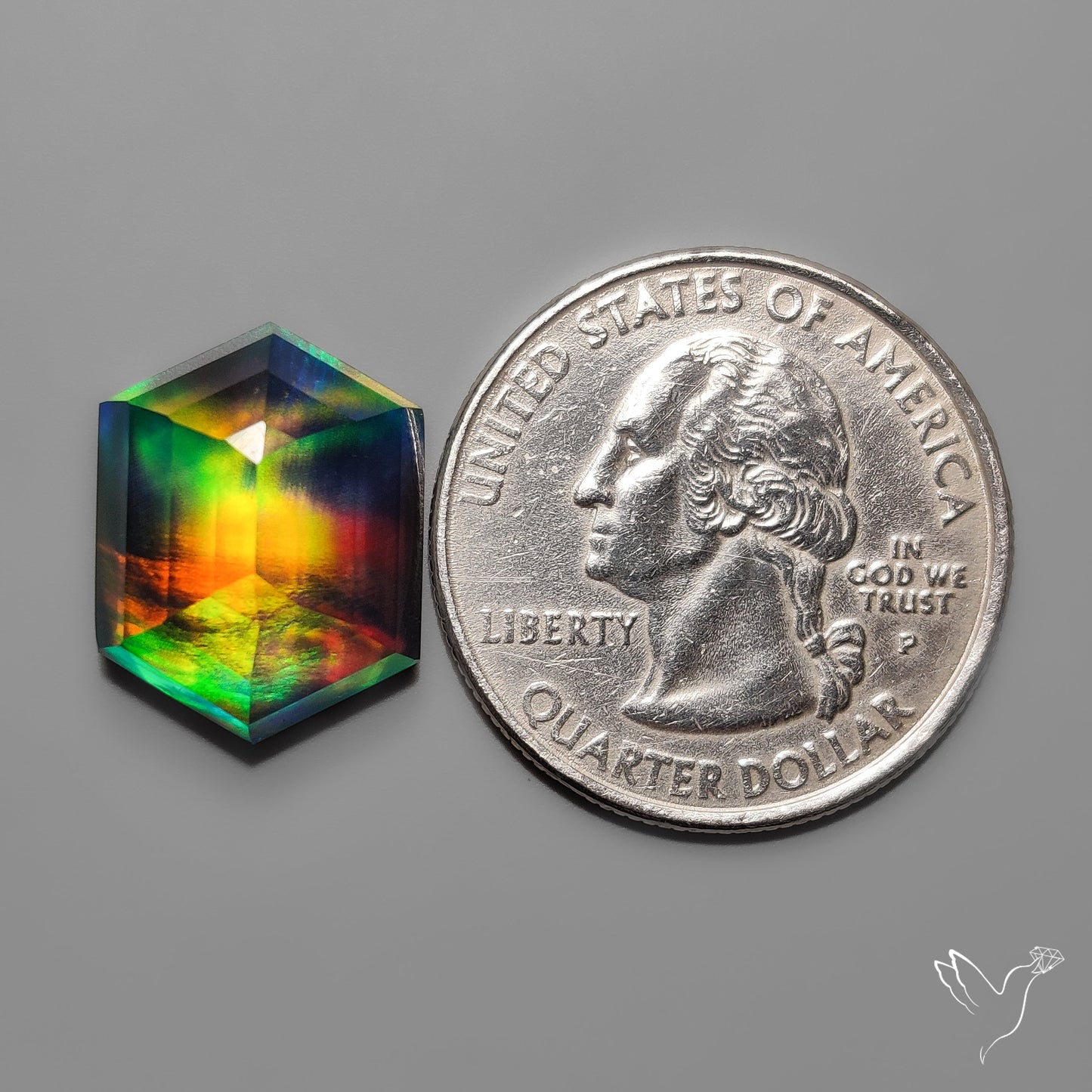 Step Cut Aurora Opal Doublet