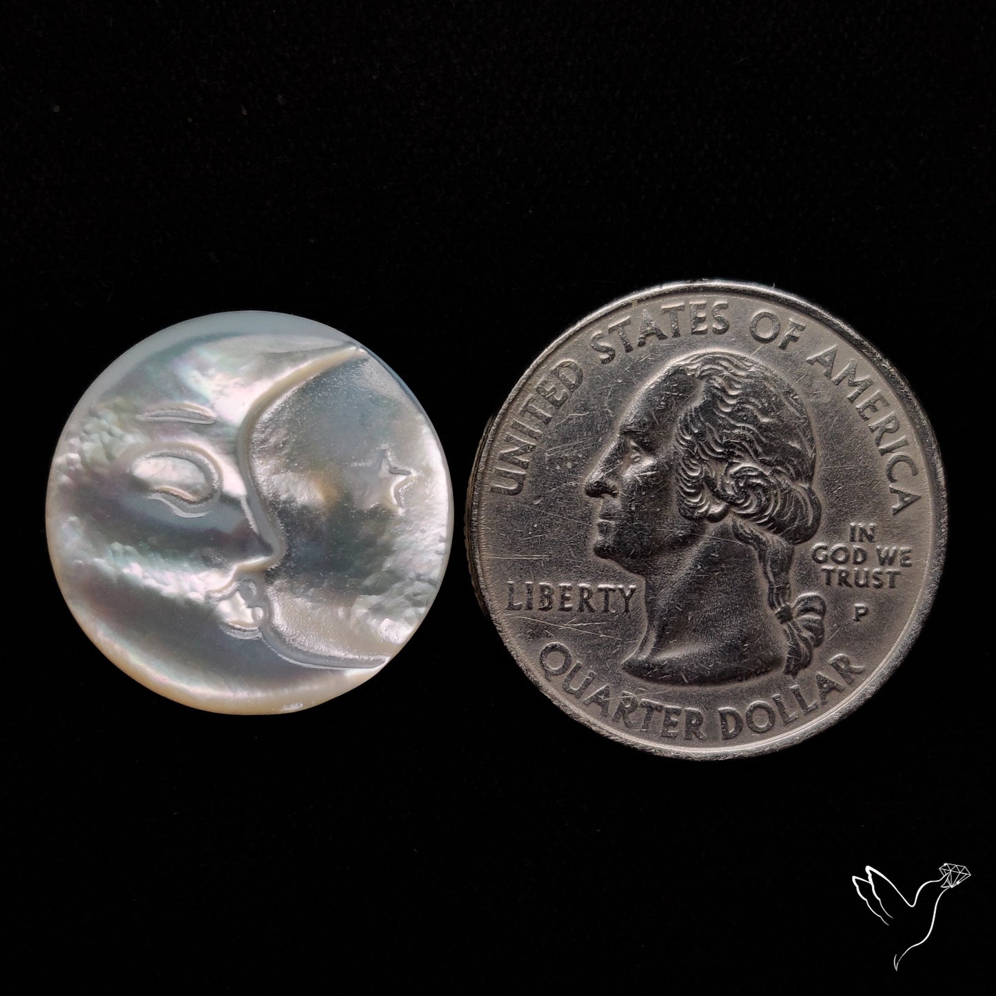 Mother Of Pearl Moonface Crescent Carving