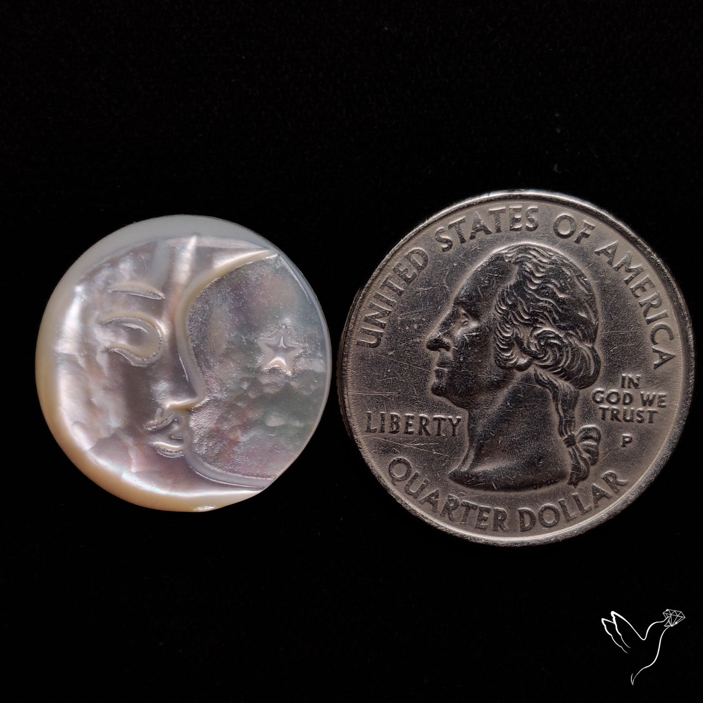 Mother Of Pearl Moonface Crescent Carving