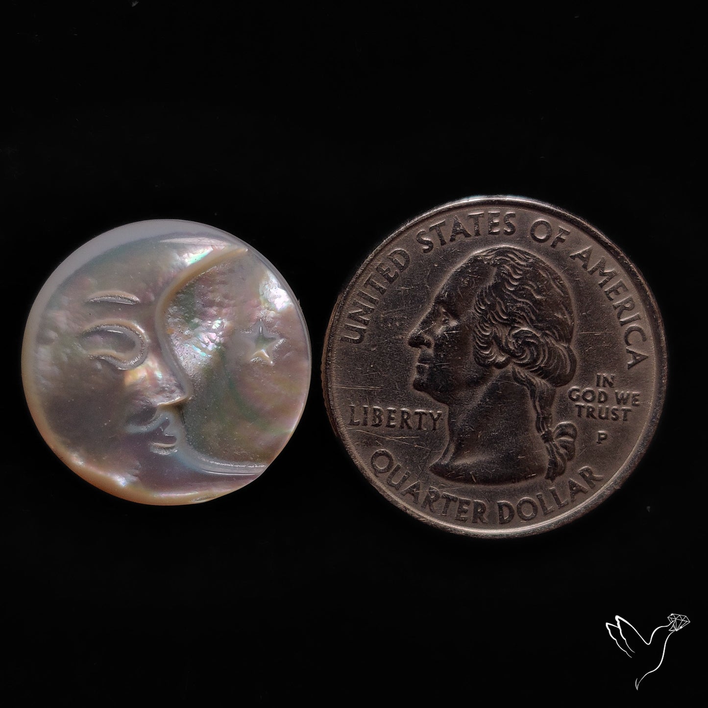 Mother Of Pearl Moonface Crescent Carving