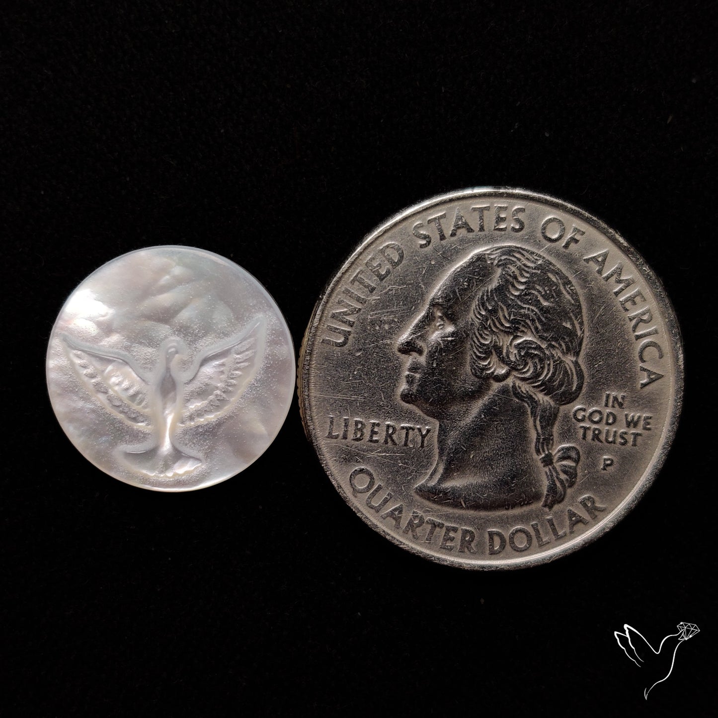 Mother Of Pearl Flying Bird Carving