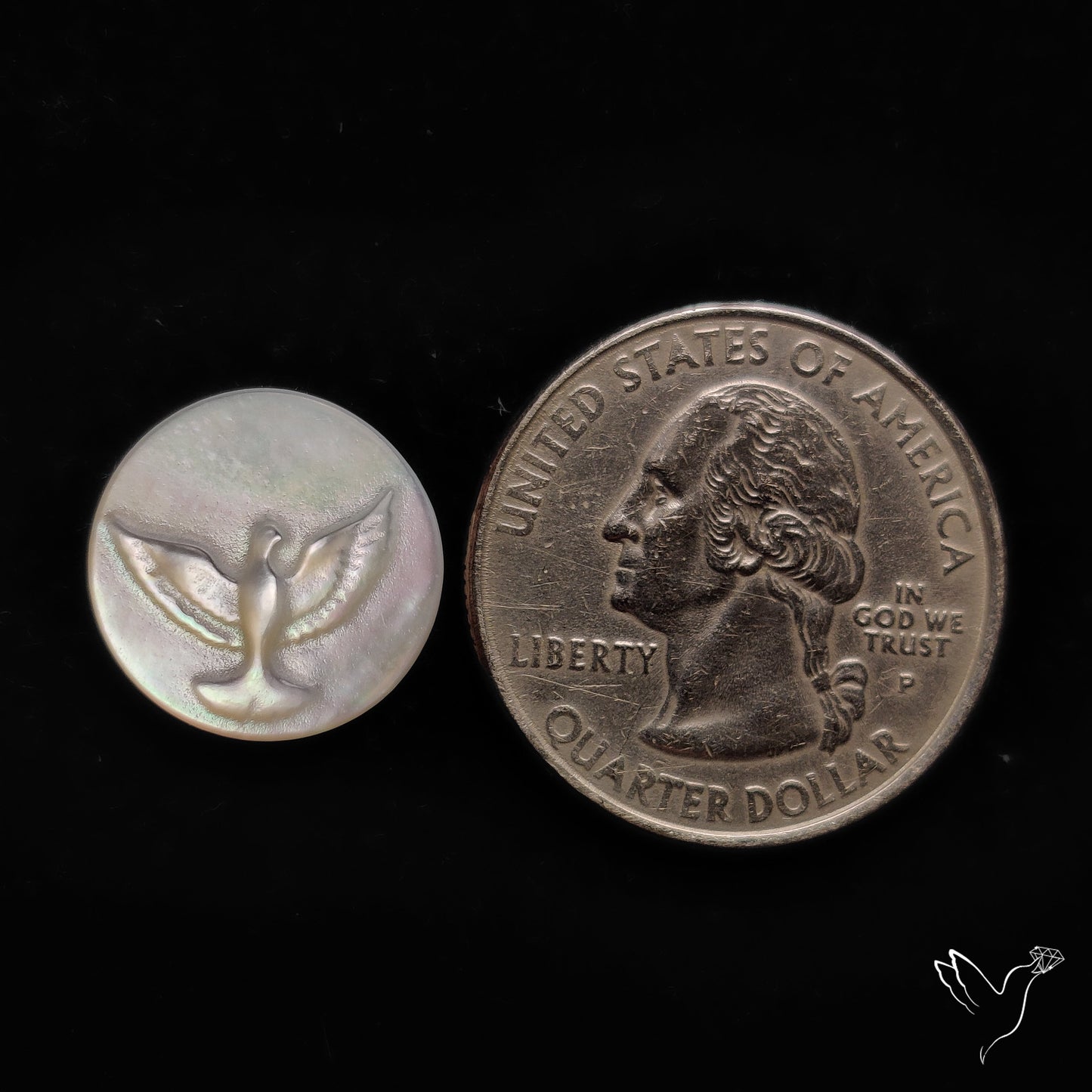 Mother Of Pearl Flying Bird Carving