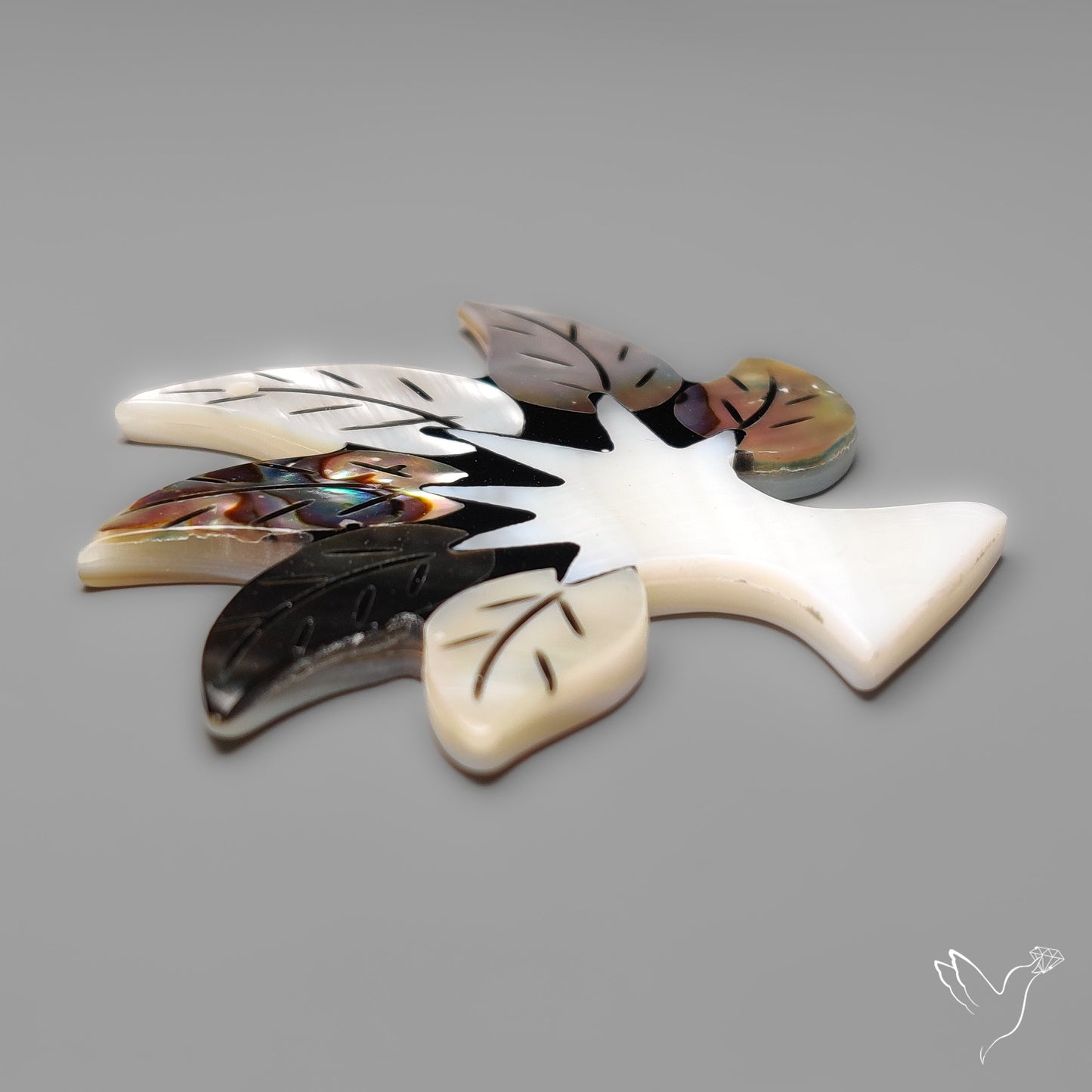 Mother Of Pearl And Abalone Shell Inlay Tree Carving Art