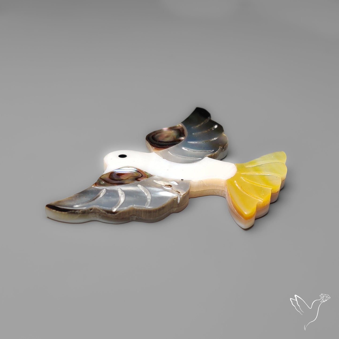 Mother Of Pearl And Abalone Shell Inlay Bird Carving