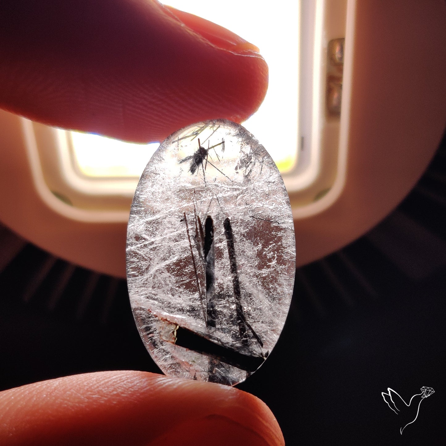 Black Tourmalinated Quartz Cabochon