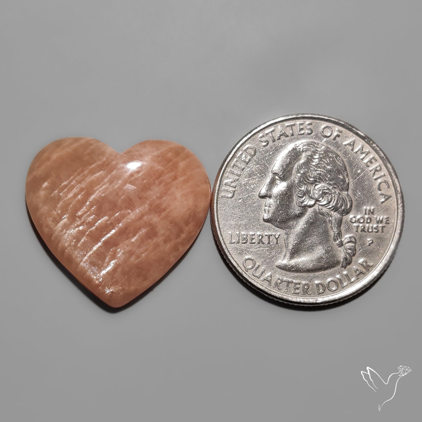 Peach Moonstone Heart Carving