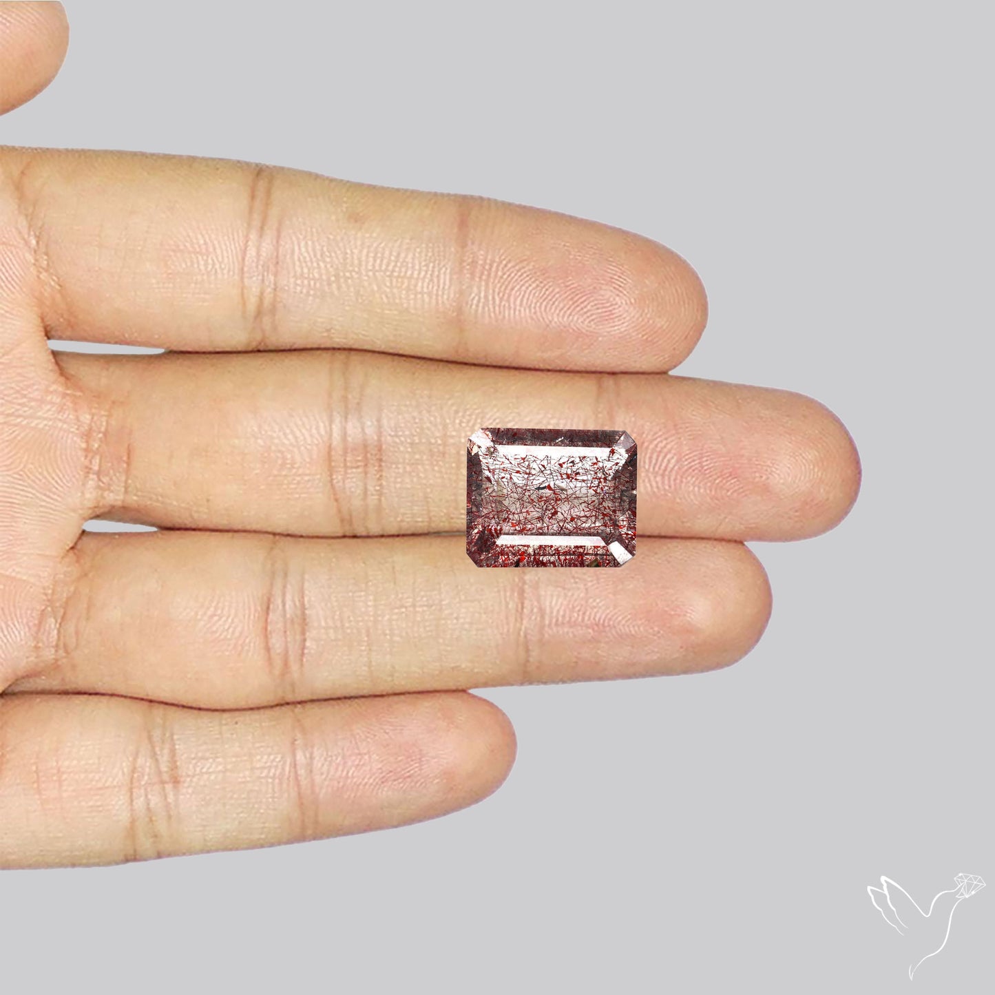 Lepidocrocite In Quartz Faceted Fine Gemstone
