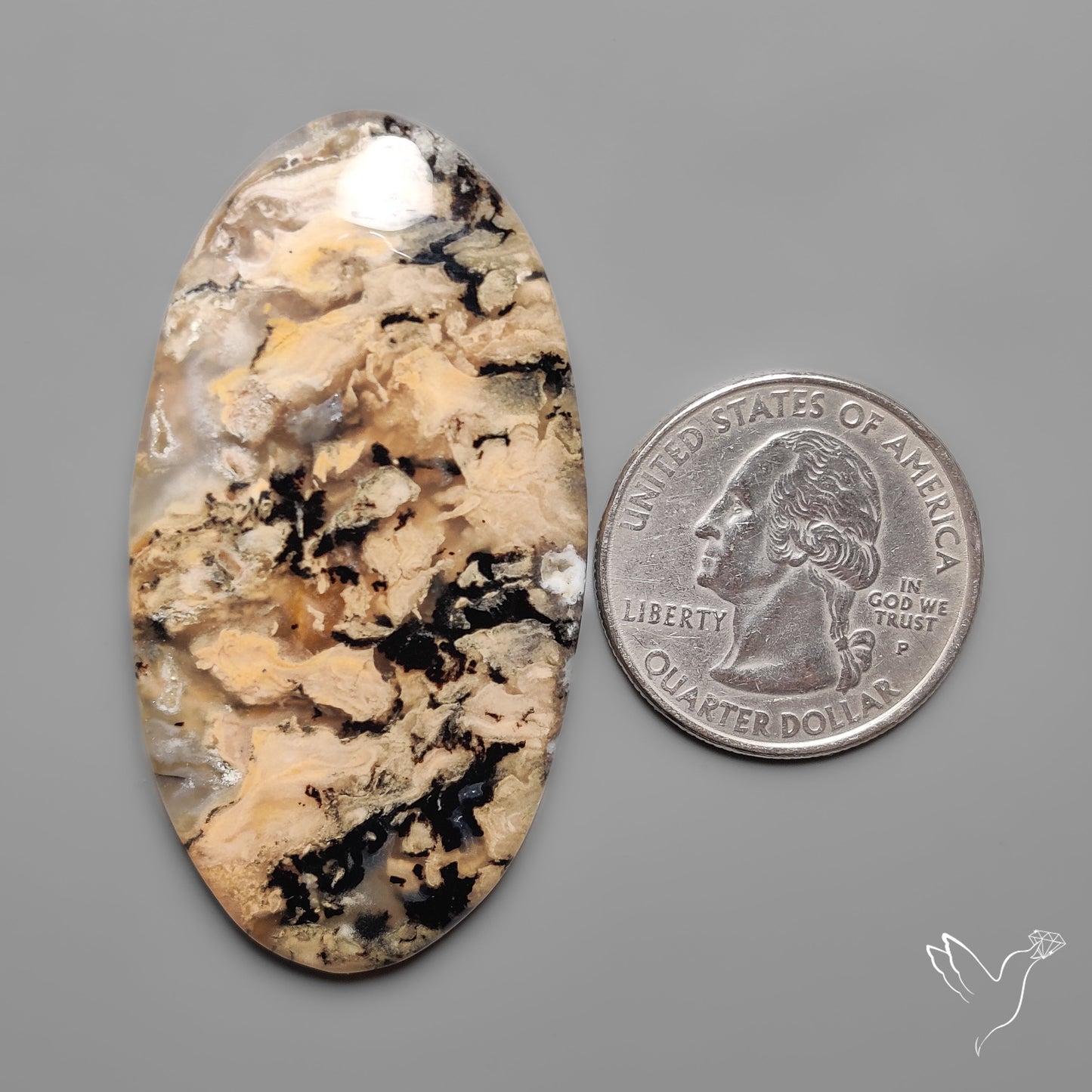Australian Dendritic Agate Cabochon aka Yellow/Tiger Dendrite